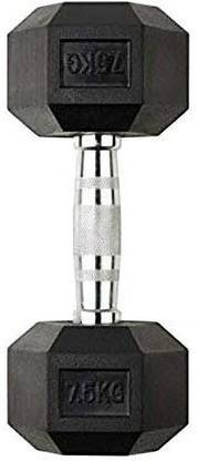 FratiiSingh 7.5Kg Rubber Hex Dumbbell {Pack of 1 Dumbbell of 7.5kg} Fixed Weight Dumbbell