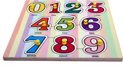 SALEOFF Wooden Puzzles - Counting/Numerical Numbers 0 to 9 Premium Puzzle Multicolor - 10 Pieces - Size 9"x 9" inches