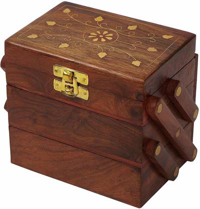 manzees Wooden Jewellery Jewel Boxes Storage Box Organizer Gift Box for Women - Dimension - 5 x 5 x 3.5 Inch Jewellery Box, Multipurpose Storage Box Vanity Box