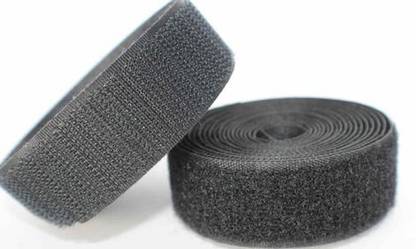 YUVI CREATIONS 1 Mts length * 1 inch Width hook & loop (BLACK) Sew-on Velcro