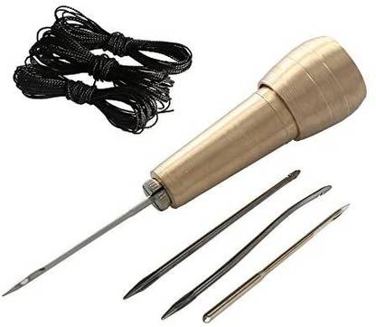 Co-link 4 Needles Copper Handle Sewing Awl Hand Stitcher Shoe Repair Tool With 9M Nylon Cord Thread In For Diy Sewing Repairing