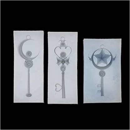 Cicitop 3Pcs Magic Wand Silicone Mold Key Star Moon Heart Shape Stick Mould Jewelry Diy Resin Jewelry Molds