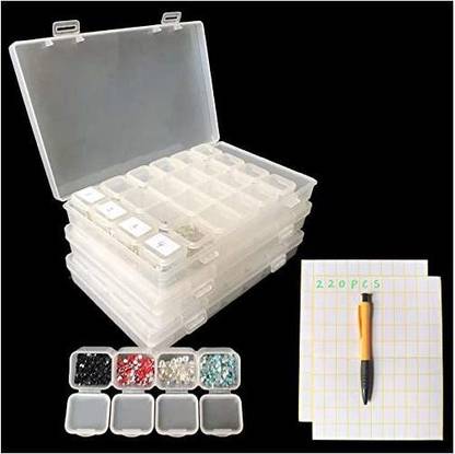 LUOWEI Diamond Painting Boxes Diamond Embroidery Storage Containers 3 Pack 84 Grids For Cross Stitch Accessories With Label Mar