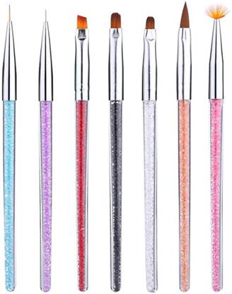 Shills Professional Nail Brush 7Pcs/set Nail Art Brush Set UV Gel Nail Painting Brushes with Rhinestone Handle Nail Liner Brush Nail Drawing Pen