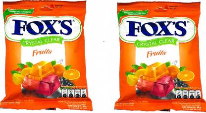FOX'S Crystal Clear Candy Fruits Flavour 90g(Pack of 2), 180g Fruits Candy