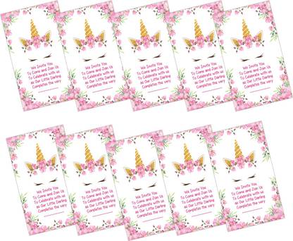 OddClick Set of 10 Unicorn Birthday DIY Invitation Greeting Card (Space Available to Write Message) Greeting Card