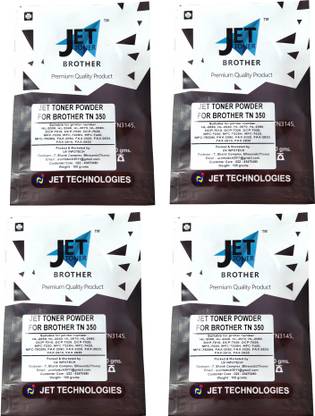JET TONER TN-2025 / TN 350 / TN 2000 Toner Powder ( Pack Of 4 ) Compatible For Brother HL-2030, HL-2040, HL-2070, HL-2080, DCP-7010, DCP-7020, DCP-7025, MFC-7220, MFC-7225N, MFC-7420, MFC-7820N, FAX-2080, FAX-2020, FAX-2820, FAX-2910, FAX-2920 Printers ( 100 gms each ) Black Ink Toner Powder