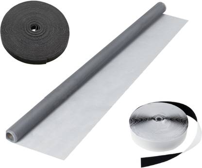 Royalkart High Density Polyethylene H.D.P.E Adjustable Window Screen DIY Fiberglass Mesh Anti-Mosquito Bug Insect (150 cm X 200 cm)(Dark Grey) Insect Net