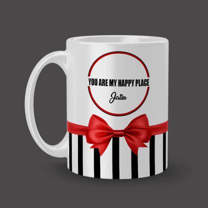 Beautum You Are My Happy Place Jatin Name Printed White Ceramic (350ml) Coffee Model NO:BOW007852 Ceramic Coffee Mug