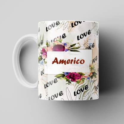 Beautum Love Americo Romantic Name White Ceramic Coffee Best Gift For Loved Ones Model No:BLVNM001170 Ceramic Coffee Mug