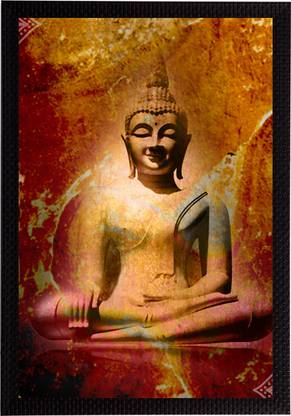 eCraftIndia Meditating Lord Buddha Satin Matt Texture UV Art Ink 20 inch x 14 inch Painting