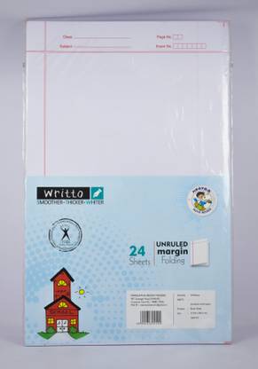 मीरा Exam Paper With Margin Folded Double Sheet रेखाहीन 21X35 CM प्रोजेक्ट पेपर