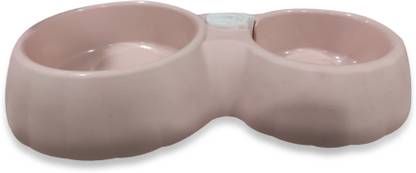 PETS EMPIRE Double Dog Cat Bowl Pet Automatic Water Dispenser Detachable Dog Glass Feeding Bowl Anti-Overflow Pet Food Bowl Suitable for Cats and Puppies (Pink, Single Pack) Round Plastic Pet Bowl