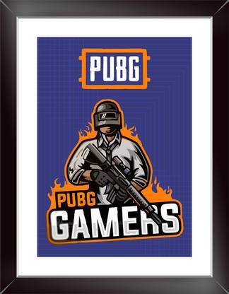 PUBG Mobile Game Wall Photo Frame For Room & Office (Size 10.5 inch X 13.5 Inch, Framed) Multicolor Paper Print