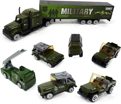 MON N MOL military vehicle set die cast army vehicle play set, metal military vehicle toy (7 pieces set), nation educational toy army cargo truck container, battalion jeep, army tank,