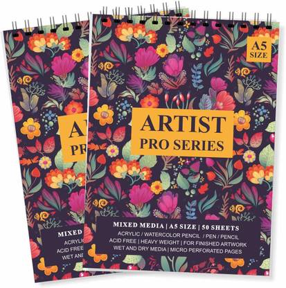 Paper Plane Design Artist Pro Series Sketch Book A5 Size 100 Pages Perforated 160 GSM Sketch Pad