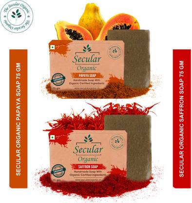 Secular Papaya Soap and Saffron Soap with olive oils - Best combos for pigmentation, skin whitening & skin brightening Relish your bathtime!!,