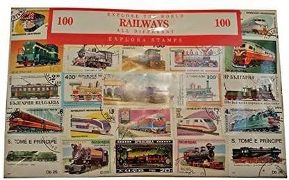GOLD MINT 100 Different Railways & Locomotive Trains World Wide Commemorative Stamps Set Stamps