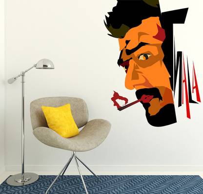 Wollfill 45 cm Thala Ajith Art Design Decorative wallsticker Self Adhesive Sticker
