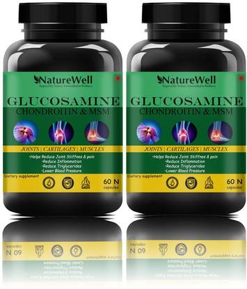 Naturewell Joint Pain Relief Support Supplement Glucosamine HCl, Boswellia, Chondroitin (120)