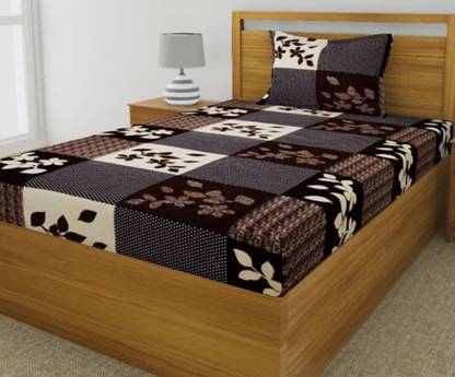 HSR Collection 160 TC Cotton Single Floral Flat Bedsheet
