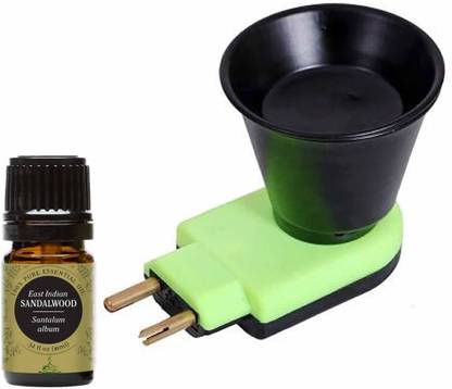 Gleevia Sandalwood Aroma Oil Diffuser Set Vedic Stainless Steel Aroma Oil Diffuser/Kapoor Dani /Incense Burner for Positive Energy and Ambiance with Sandalwood Aroma Oil 10ml
