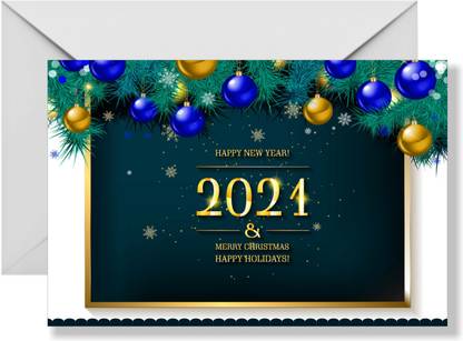 ZoHa HAPPY NEW YEAR 2021 & Christmas Card for Happy Christmas | Greeting Card | Christmas Greeting Card | Cards | Christmas Envelopes | HAPPY NEW YEAR 2020 GREETING CARDS Greeting Card