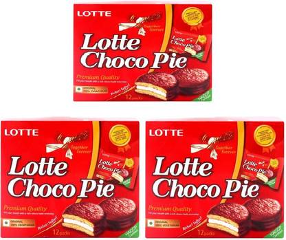 Lotte Chocopie-36 Pcs ( 300 GRAM X 3) Cookie Cake Biscuit