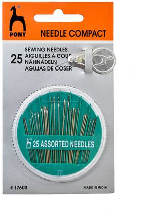 Pony Sewing Needles Compact with Threader Set of 25 Pieces Hand Sewing Needle