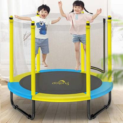 DOLPHY Kids Trampoline with Enclosure Net Jumping Mat and Spring Cover Padding