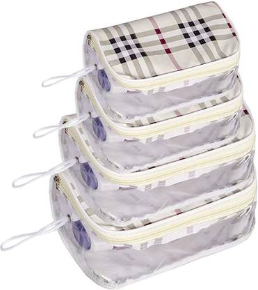 PRISMAXIC 4 Multipurpose Transparent Travel Pouch Makeup Toiletry Kit Bag Cosmetic Pouch for Women Makeup Organizer Bag - (Multi) Travel Toiletry Kit