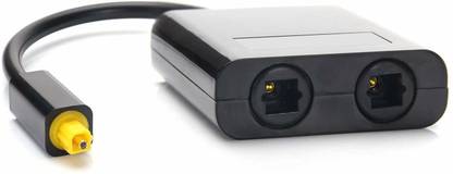 microware Digital Toslink Fiber Optical Splitter 1 in 2 Out Audio Adapter Cable (Black) Media Streaming Device