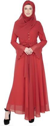 Yasmin Cotton Blend Solid Abaya With Hijab
