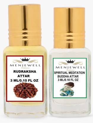 Menjewell Pack of 2PC Attar (Rudraksh 3ml,Spiritul meditation budha 3ml)Natural Itra/Attar/ Perfume Floral Attar