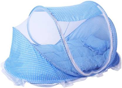 grofly Foldable Baby Bed Canopy, Safe Portable Cotton Mosquito Net Netting Tent (blue) Foldable Baby Bed solid