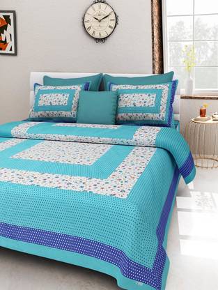 shree sd creation Cotton Double Flat 170 TC Floral Bedsheet