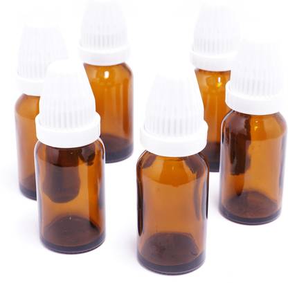 HOMEOTRADE 15ML Amber Coloured Glass Bottle Dropper & White Conical Cap (pack of 24) 15 ml Bottle