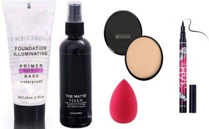 Huda Beauty Makeup combo of Primer,Fixer,compact ,puff and 36h Primer  - 150 ml