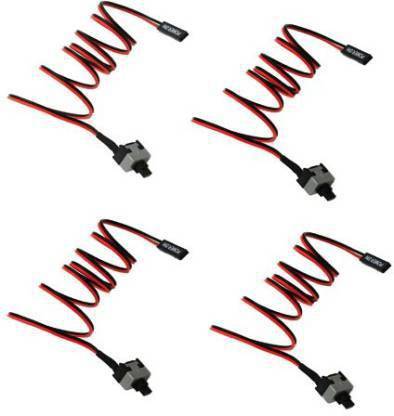 ATEKT Power Cord 0.45 m 4pcs19 Inch PC Power Button ATX Desktop Computer PC Case Motherboard On/Off/Reset Switch Power Cord Re-Starting Switch Cable Power SW Cable 2 Pin 50cm 0.5 m Power Cord (Compatible with computer, Motherboard, Black, Red, Pack of: 4)