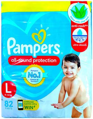 Pampers BABY PANTS, SIZE LARGE , 82 PCS. PACK - L