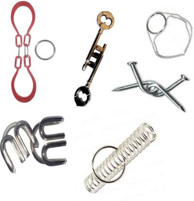 PTCMart Magic Tricks MW, KEEL, SPRING, KEY, KARA CHAIN, HATHKARI Puzzle COMBO For Magic Kit Gag Toy (PACK OF 6) Magic Kit Gag Toy