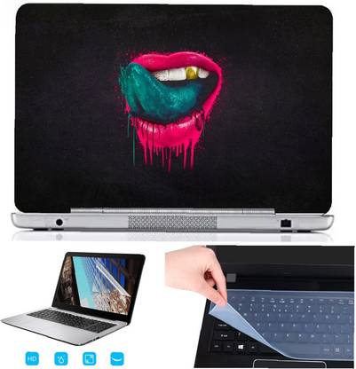 SDM 3in1 laptop accessories combo set , ultra hd printed(CUTE LAPTOP LIPS) laptop skin with key guard , screen guard for all laptops and notebooks (for 15.6 inch laptops) Combo Set