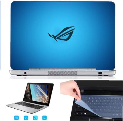 SDM 3in1 laptop accessories combo set , ultra hd printed(BLUE -ROG-GAMING TAXTURE) laptop skin with key guard , screen guard for all laptops and notebooks (for 15.6 inch laptops) Combo Set