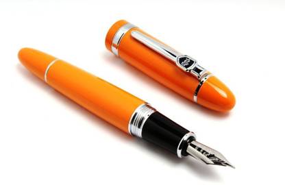 Levin Jinhao 159 Fountain Pen silver leaf Shine orange Medium Nib With Chrome Trims Fountain Pen
