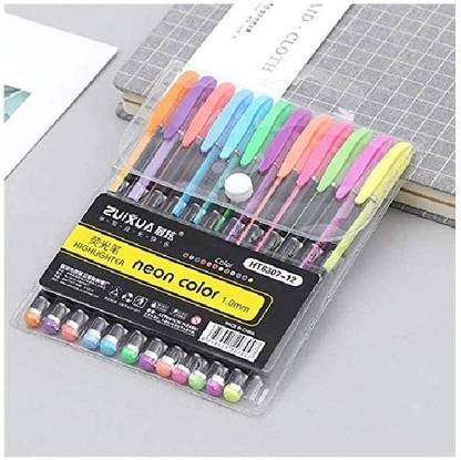 DEZIINE Set of (12) Glitter Gel Pens Art Marker for Coloring Books Bullet Journal Crafting Doodling Drawing, for School Kids – Multi color (HIGHLIGHTER) Gel Pen