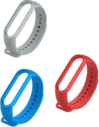 Like Star Soft Silicon Replacement Brand Strap For M Band 5 Pack of 3 (red,sky blue,grey) Smart Band Strap