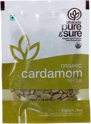 Pure & Sure Organic Whole, Cardamon, 50g