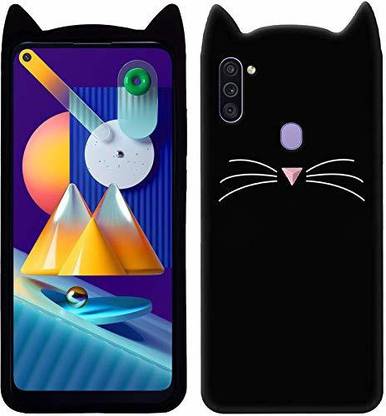 ONCRAVES Back Cover for Samsung Galaxy M11 Ear Cat Case | 3D Cute Mustache Kitty | Cat Back Cover