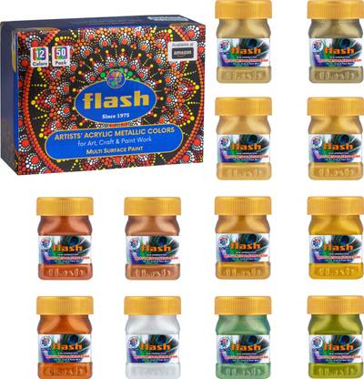 FLASH Acrylic Metallic Colours Assorted ( 50 ML )