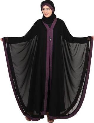 Panache The Abaya Couture Polyester, Chiffon Solid Abaya With Hijab